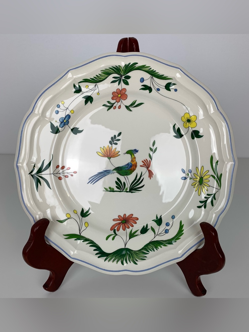 Gien Dinner Plate “Oiseaux De Paradis” Bird Floral Flowers France French 10.5”